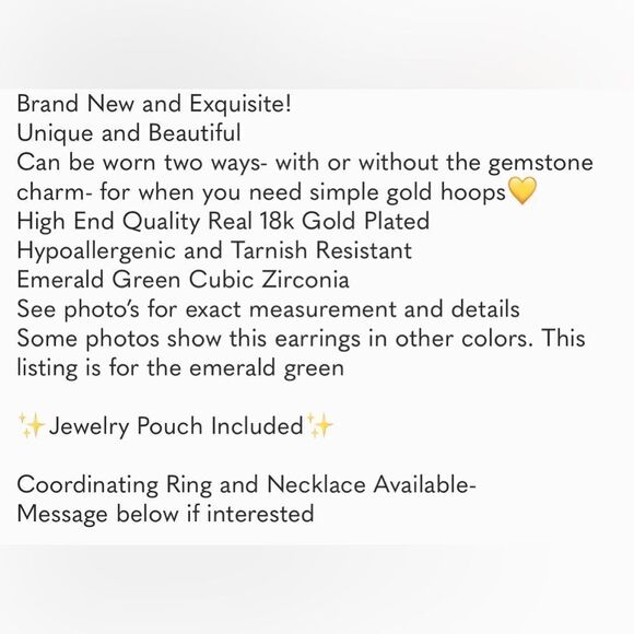 #18 Emerald Green Gemstone Hoop Earrings - Picture 9 of 10